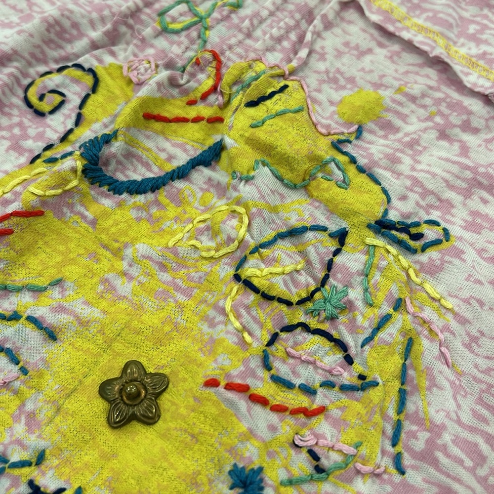 Hand Embroidered Pink Tank Top-M - Picture 7 of 16